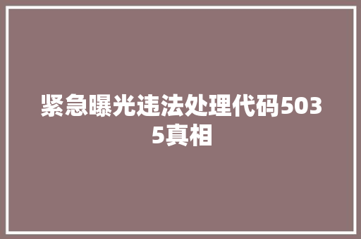 紧急曝光违法处理代码5035真相