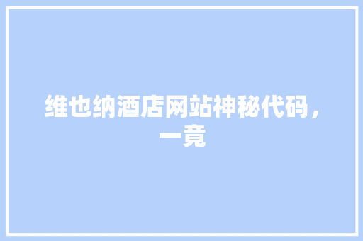 维也纳酒店网站神秘代码，一竟
