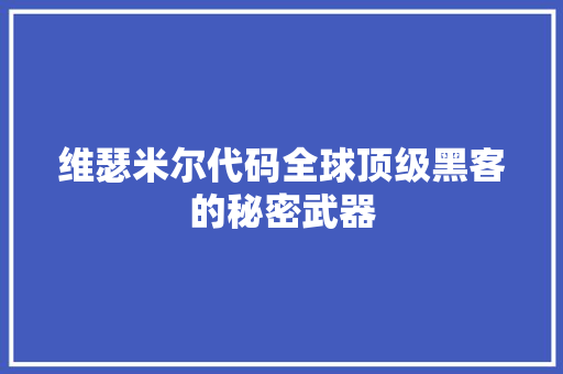 维瑟米尔代码全球顶级黑客的秘密武器