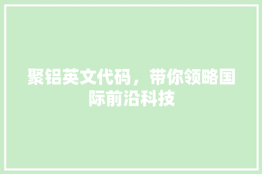 聚铝英文代码，带你领略国际前沿科技