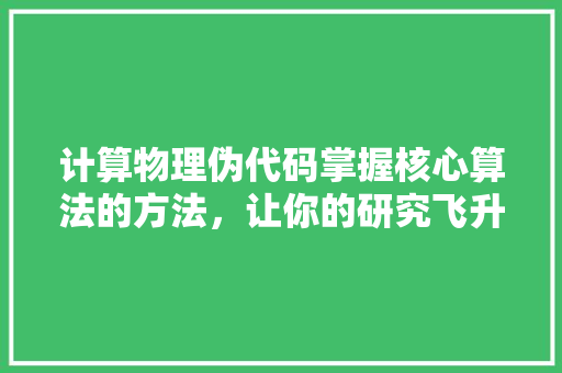 计算物理伪代码掌握核心算法的方法，让你的研究飞升