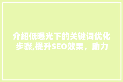 介绍低曝光下的关键词优化步骤,提升SEO效果，助力网站排名