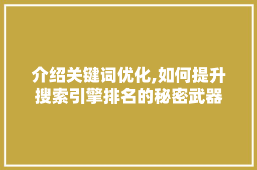 介绍关键词优化,如何提升搜索引擎排名的秘密武器