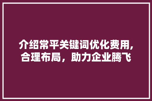 介绍常平关键词优化费用,合理布局，助力企业腾飞