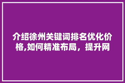 介绍徐州关键词排名优化价格,如何精准布局，提升网站流量