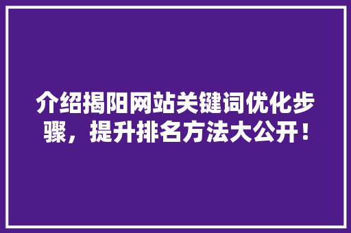 介绍揭阳网站关键词优化步骤，提升排名方法大公开！