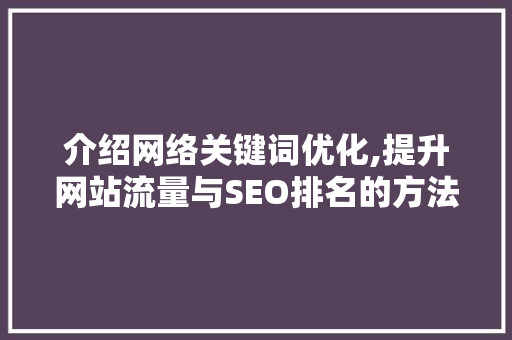 介绍网络关键词优化,提升网站流量与SEO排名的方法
