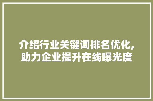 介绍行业关键词排名优化,助力企业提升在线曝光度