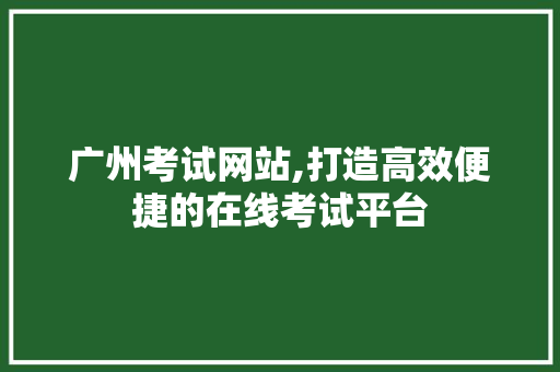 广州考试网站,打造高效便捷的在线考试平台