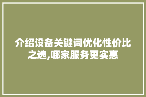 介绍设备关键词优化性价比之选,哪家服务更实惠