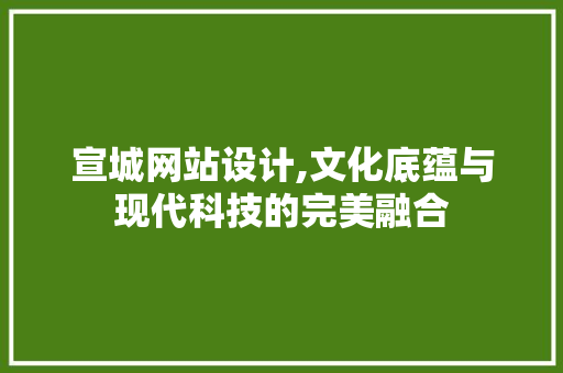 宣城网站设计,文化底蕴与现代科技的完美融合