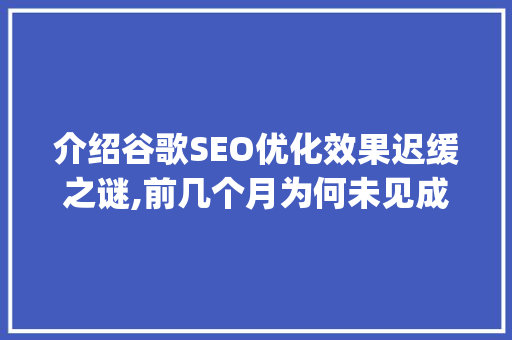 介绍谷歌SEO优化效果迟缓之谜,前几个月为何未见成效_谷歌seo优化前几个月为啥没有效果
