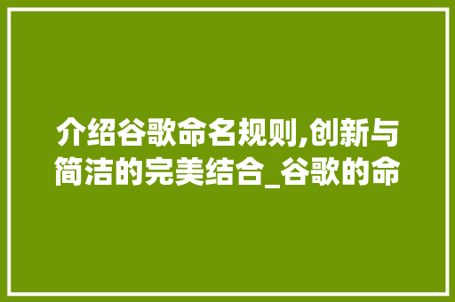 介绍谷歌命名规则,创新与简洁的完美结合_谷歌的命名规则是什么