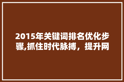 2015年关键词排名优化步骤,抓住时代脉搏，提升网络营销效果