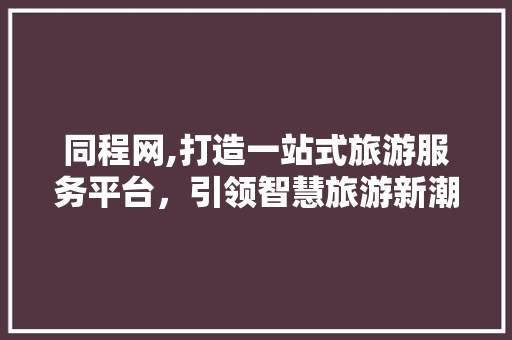 同程网,打造一站式旅游服务平台，引领智慧旅游新潮流