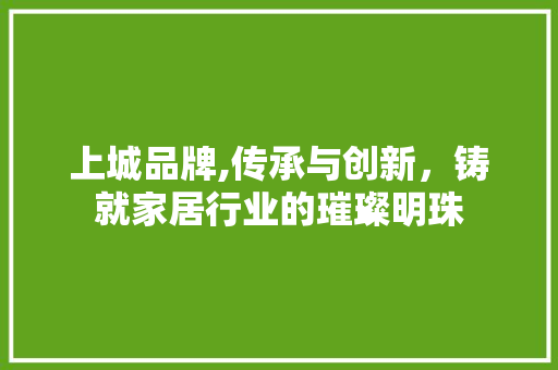 上城品牌,传承与创新，铸就家居行业的璀璨明珠