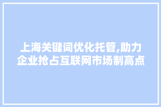 上海关键词优化托管,助力企业抢占互联网市场制高点