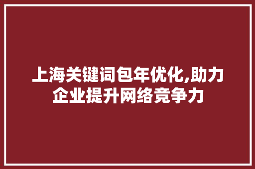 上海关键词包年优化,助力企业提升网络竞争力