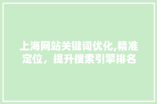 上海网站关键词优化,精准定位，提升搜索引擎排名