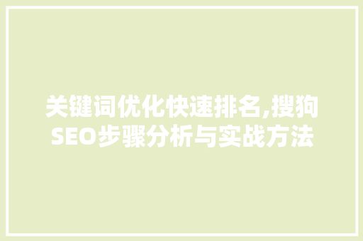关键词优化快速排名,搜狗SEO步骤分析与实战方法