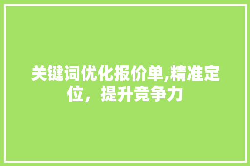 关键词优化报价单,精准定位，提升竞争力
