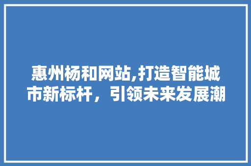 惠州杨和网站,打造智能城市新标杆，引领未来发展潮流