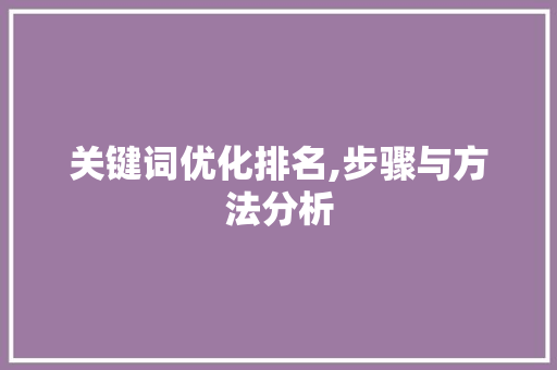 关键词优化排名,步骤与方法分析