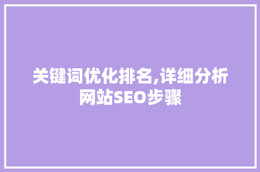 关键词优化排名,详细分析网站SEO步骤