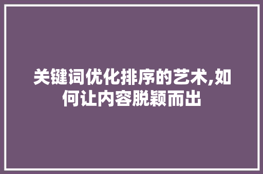 关键词优化排序的艺术,如何让内容脱颖而出