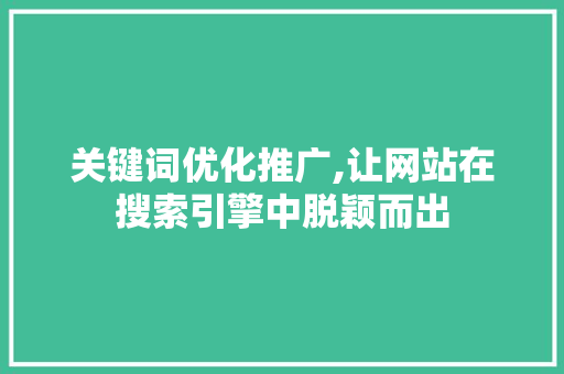 关键词优化推广,让网站在搜索引擎中脱颖而出