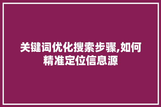 关键词优化搜索步骤,如何精准定位信息源