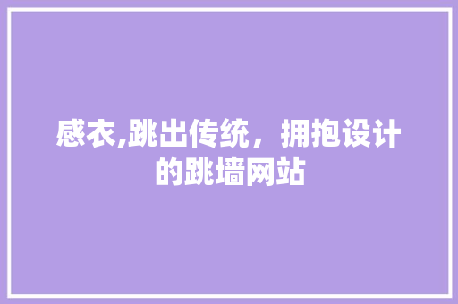 感衣,跳出传统，拥抱设计的跳墙网站