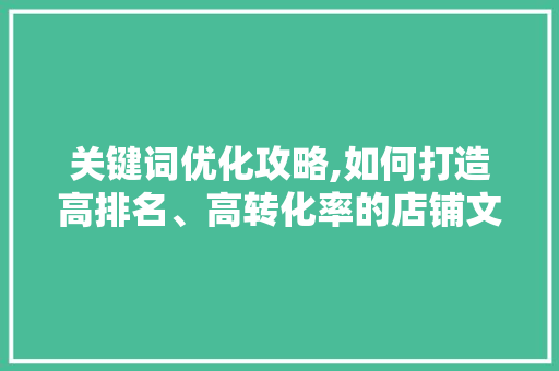 关键词优化攻略,如何打造高排名、高转化率的店铺文案