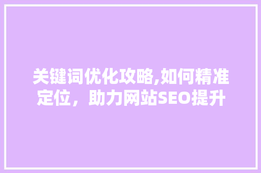 关键词优化攻略,如何精准定位，助力网站SEO提升