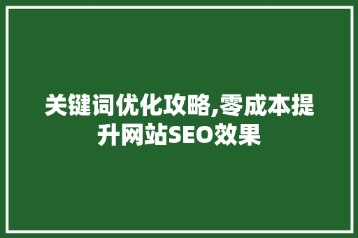 关键词优化攻略,零成本提升网站SEO效果