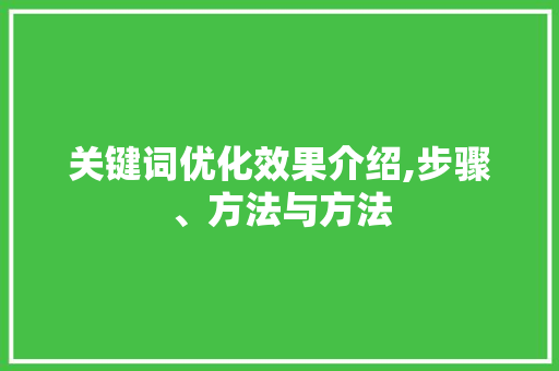 关键词优化效果介绍,步骤、方法与方法