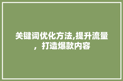 关键词优化方法,提升流量，打造爆款内容