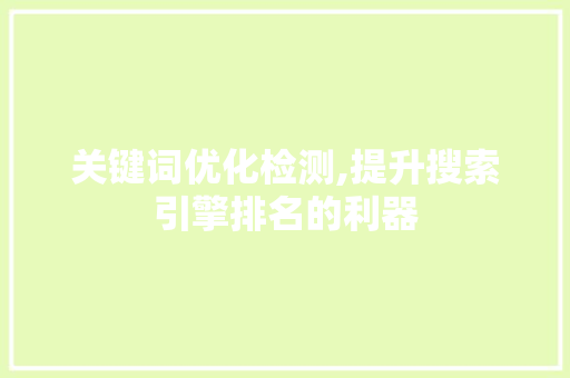 关键词优化检测,提升搜索引擎排名的利器