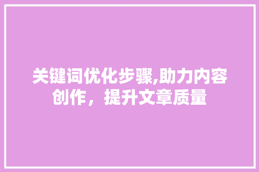 关键词优化步骤,助力内容创作，提升文章质量
