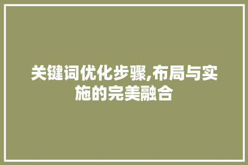 关键词优化步骤,布局与实施的完美融合