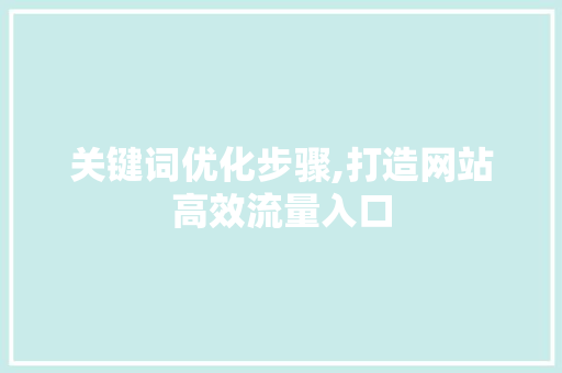 关键词优化步骤,打造网站高效流量入口