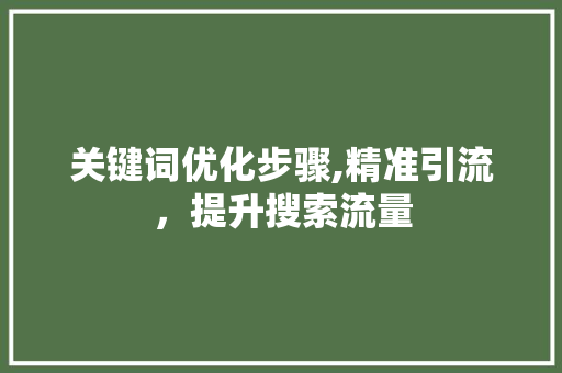关键词优化步骤,精准引流，提升搜索流量