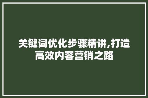 关键词优化步骤精讲,打造高效内容营销之路