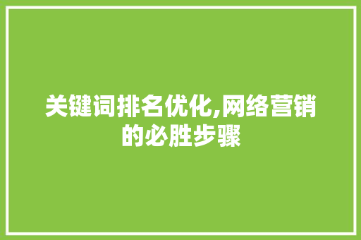 关键词排名优化,网络营销的必胜步骤