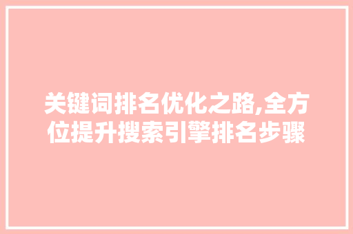 关键词排名优化之路,全方位提升搜索引擎排名步骤