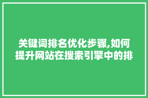 关键词排名优化步骤,如何提升网站在搜索引擎中的排名