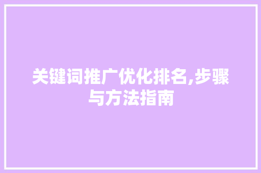 关键词推广优化排名,步骤与方法指南