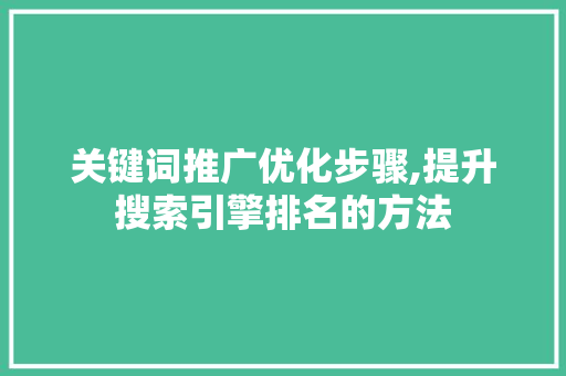 关键词推广优化步骤,提升搜索引擎排名的方法