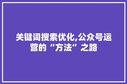 关键词搜索优化,公众号运营的“方法”之路
