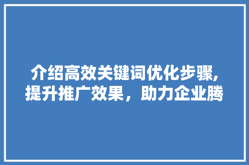 介绍高效关键词优化步骤,提升推广效果，助力企业腾飞